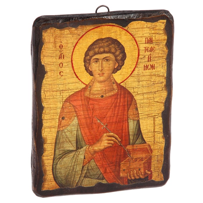 Икона под старину "Пантелеимон", 17х23 см