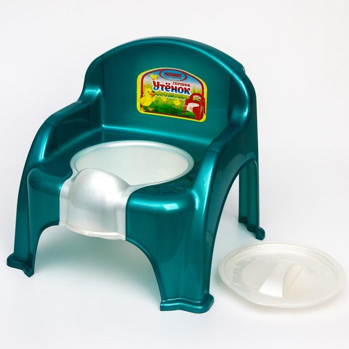 Горшок-стульчик «Утёнок» с крышкой, цвет бирюзовый перламутр