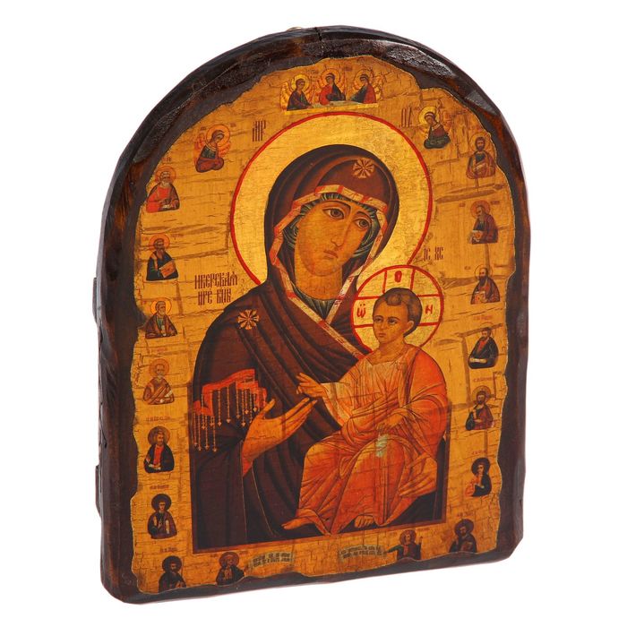 Икона под старину "Иверская Пресвятая Богородица", 17х23 см, арка