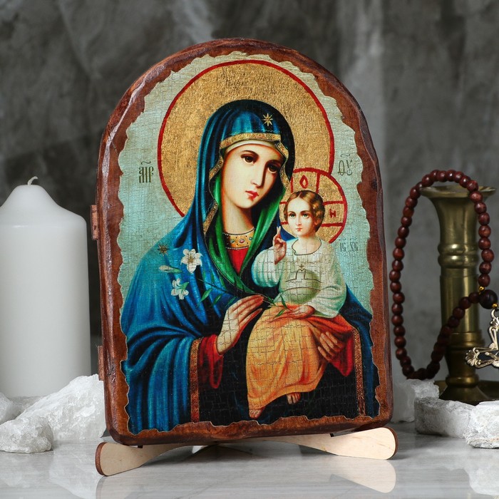 Икона под старину "Неувядаемый цвет", 17х23 см, арка