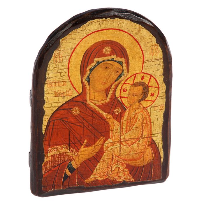 Икона под старину "Тихвинская Пресвятая Богородица", 17х23 см, арка