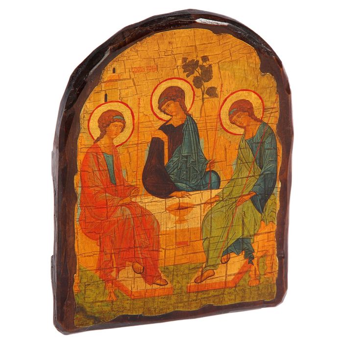 Икона под старину "Троица Рублев", 17х23 см, арка