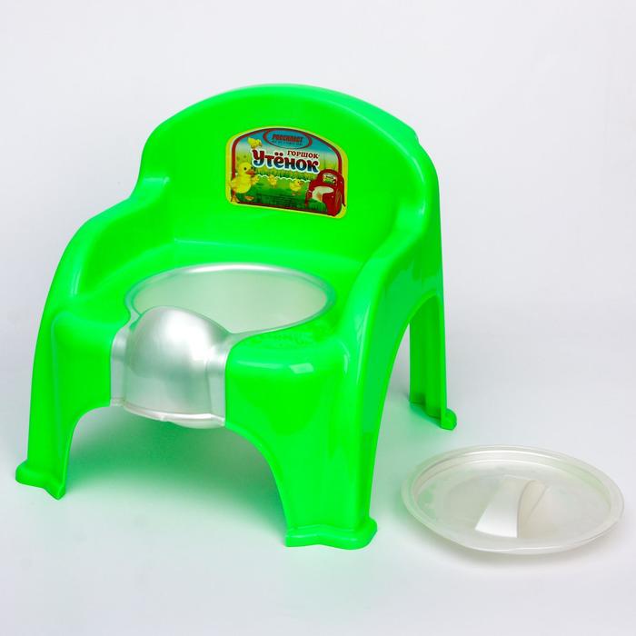 Горшок-стульчик «Утёнок» с крышкой, цвет салатовый