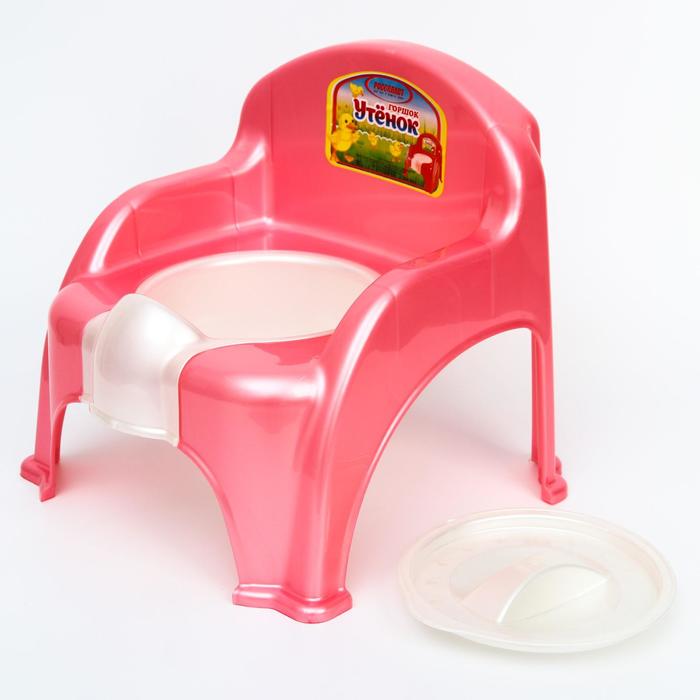 Горшок-стульчик «Утёнок» с крышкой, цвет розовый