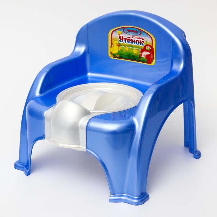 Горшок-стульчик «Утёнок» с крышкой, цвет голубой