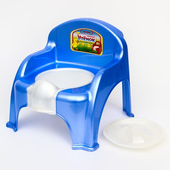 Горшок-стульчик «Утёнок» с крышкой, цвет голубой