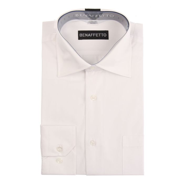 Сорочка мужская BENAFFETTO SS 14301-1 S белая, р-р 44-176-182