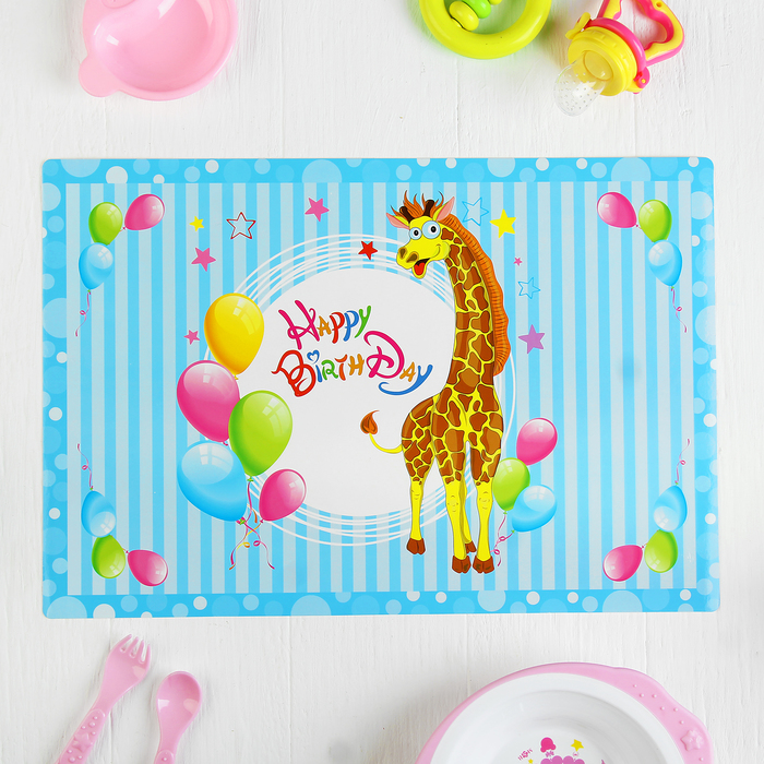 Подтарельник бумажный "Жирафик" голубой цвет (набор 6 шт)