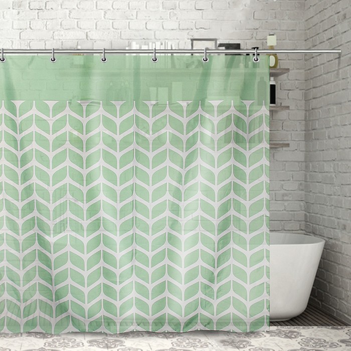 Штора для ванной "Стрелы" 180х180 см, полиэстер, цвет бирюзовый