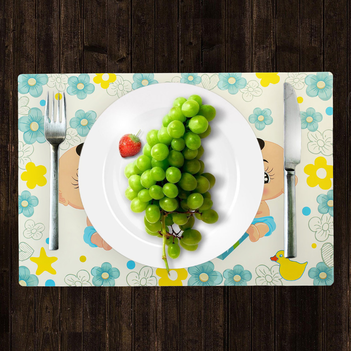 Подтарельник бумажный "С днем рождения" голубой цвет (набор 6 шт)