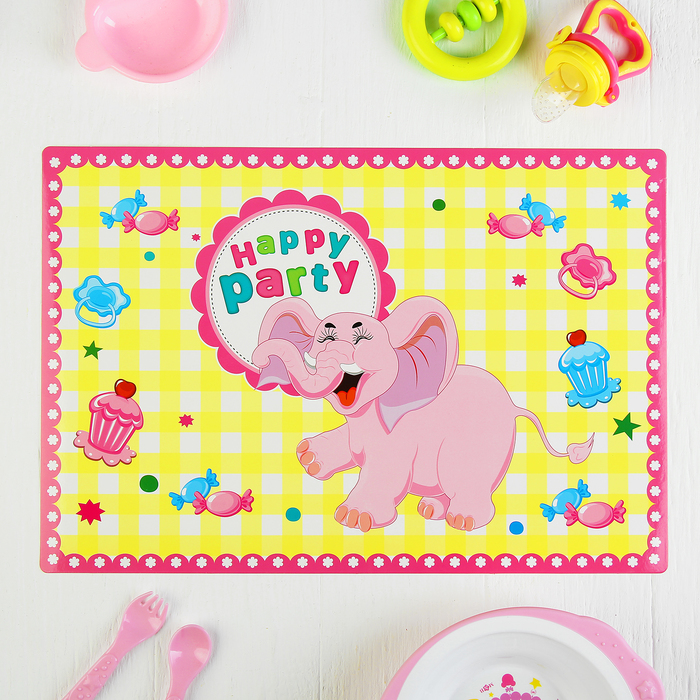 Подтарельник бумажный "Веселый слоник" розовый цвет (набор 6 шт)