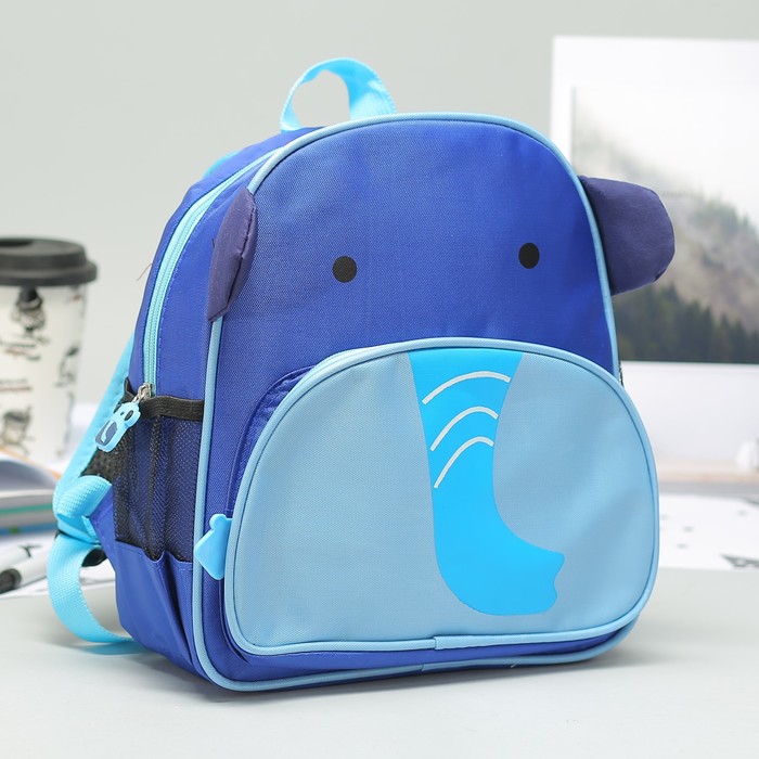 Рюкзак дет Слоник, 26*12*30, отдел на молнии, нар карман, 2 бок сетки, усил спинка, синий