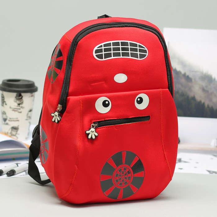 Рюкзак дет Авто, 22*8*33, отдел на молнии, нар карман, красный