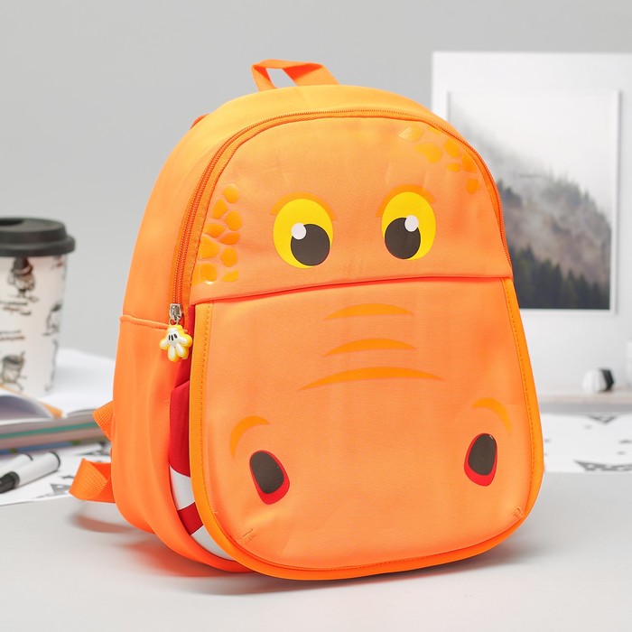 Рюкзак дет Бегемот, 22*8*33, отдел на молнии, нар карман, оранжевый
