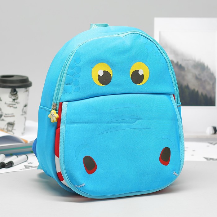 Рюкзак дет Бегемот, 22*8*33, отдел на молнии, нар карман, голубой