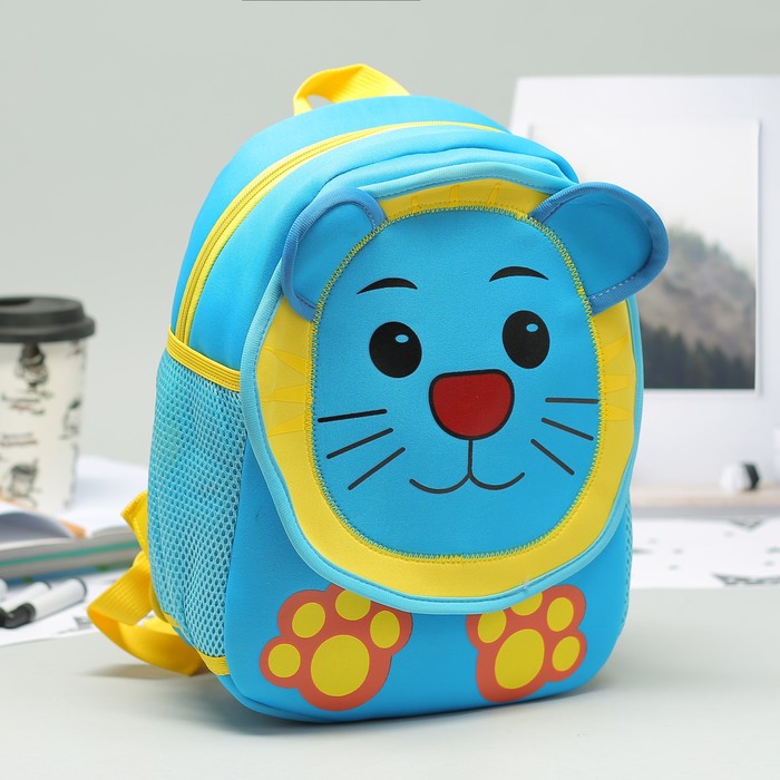Рюкзак дет Львенок, 22*8*33, отдел на молнии, 2 бок сетки, голубой