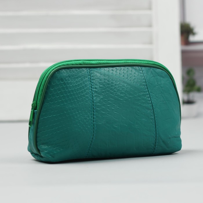 Косметичка простая на молнии "Полуовал", 1 отдел, цвет бирюзовый