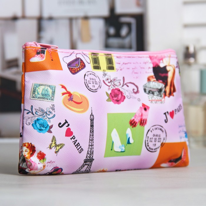 Косметичка простая, отдел на молнии, цвет розовый