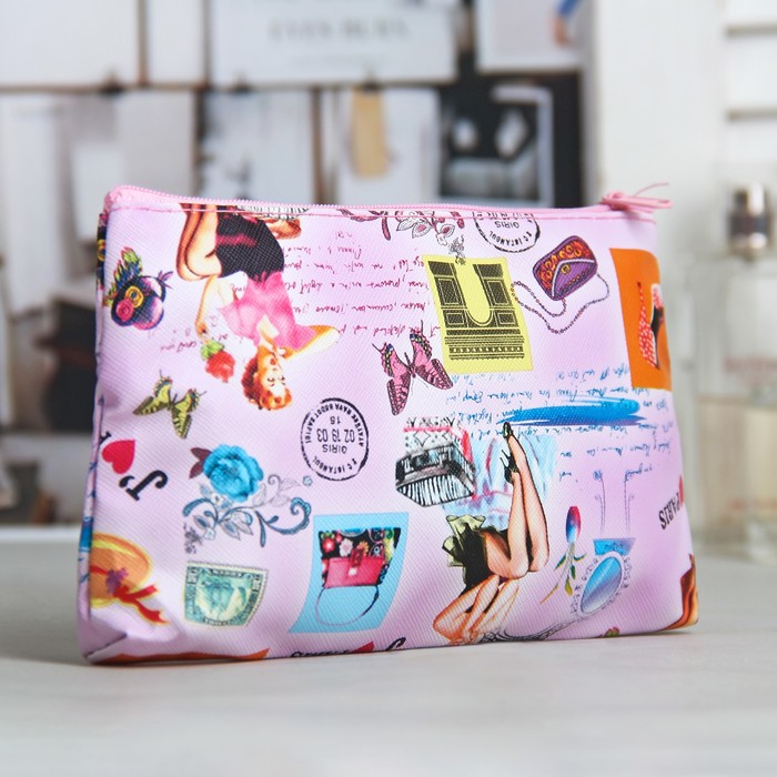 Косметичка простая, отдел на молнии, цвет розовый
