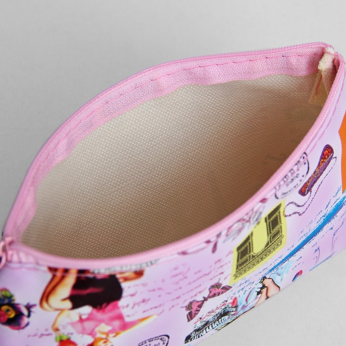 Косметичка простая, отдел на молнии, цвет розовый