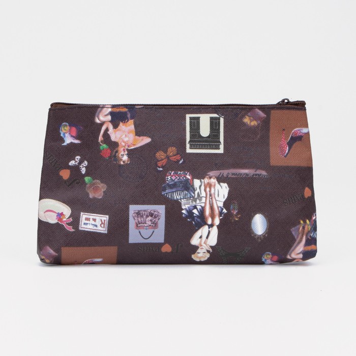 Косметичка простая, отдел на молнии, цвет кофейный