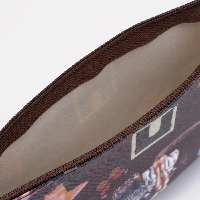 Косметичка простая, отдел на молнии, цвет кофейный