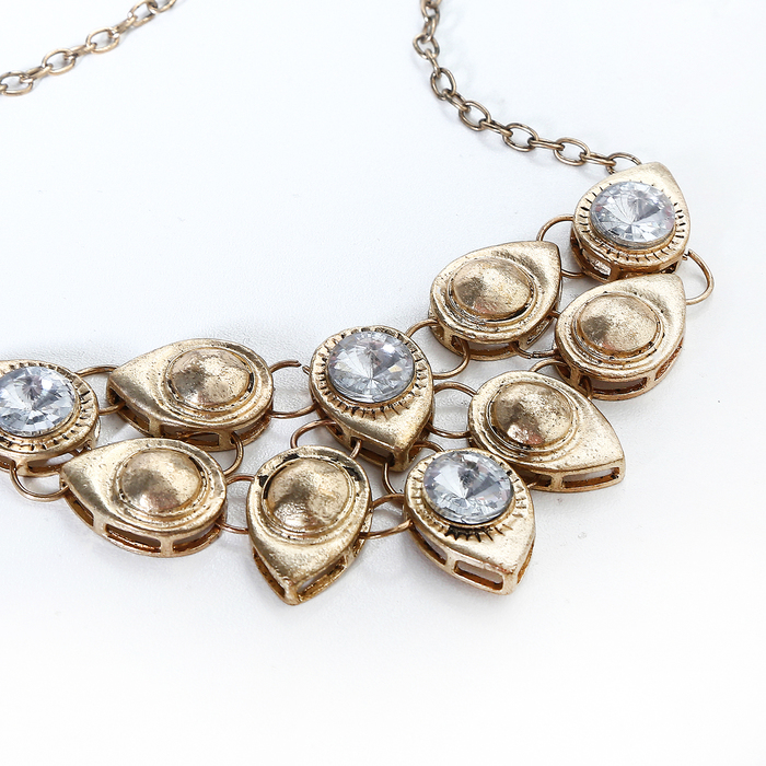 Колье "Капли" каскад, цвет белый в чернёном золоте