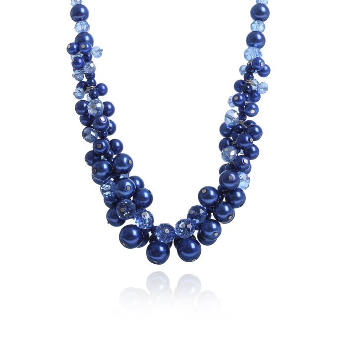 Колье "Вечерний мотив", цвет синий в серебре