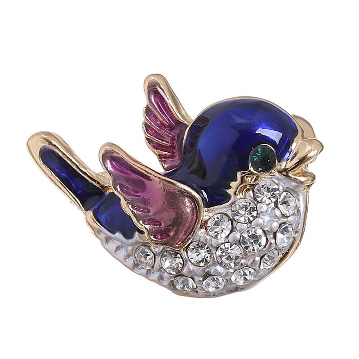 Брошь "Птичка" снегирь, цвет фиолетово-синий в золоте