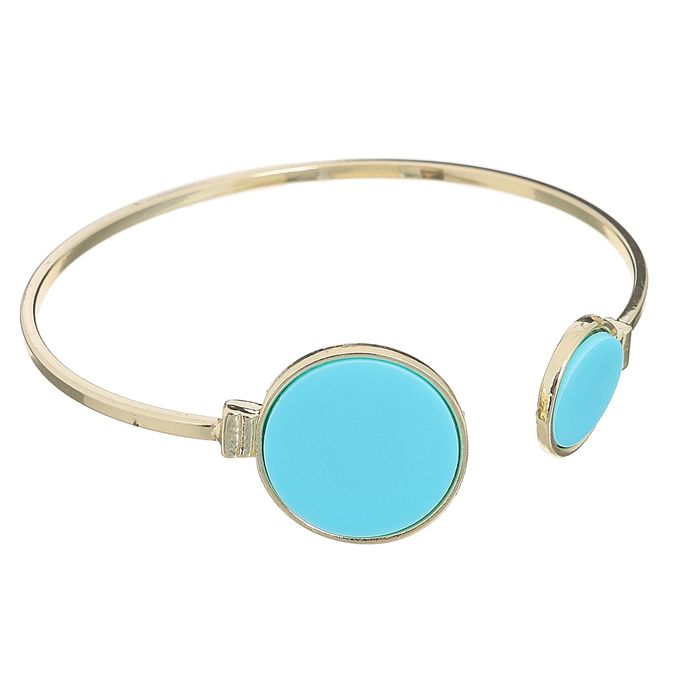 Браслет ассорти "Бирюзовый мир" круги, цвет голубой в золоте