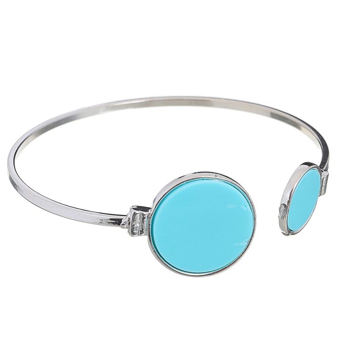 Браслет ассорти "Бирюзовый мир" круги, цвет голубой в серебре