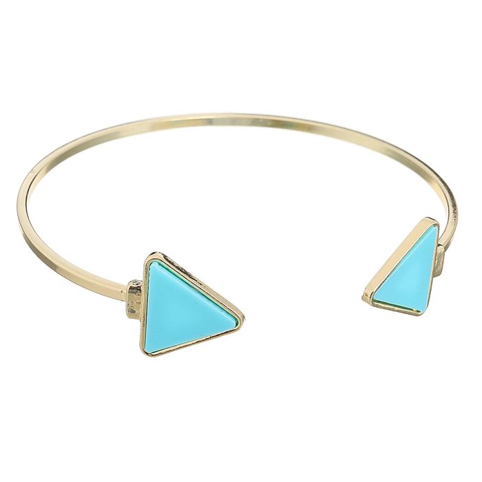 Браслет ассорти "Бирюзовый мир" треугольники, цвет голубой в золоте