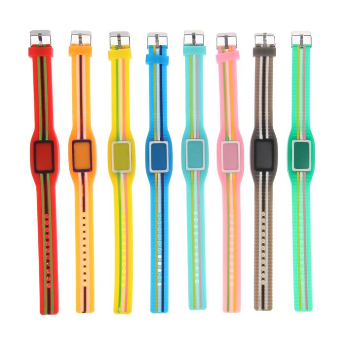 Часы наручные жен.электронные, с силик/ремешком, Полоска микс 23,5см