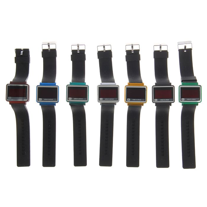 Часы наручные с функцией даты, черный Широкий циферблат, микс ободка, 23,5см