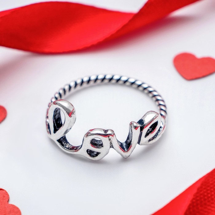 Кольцо "Любовь", размер 18, цвет чернёное серебро