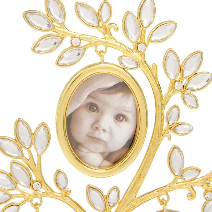 Фоторамка металл на 5 фото 6х4,3 см "Дерево с кристальными листьями" золото 28,5х19х8 см