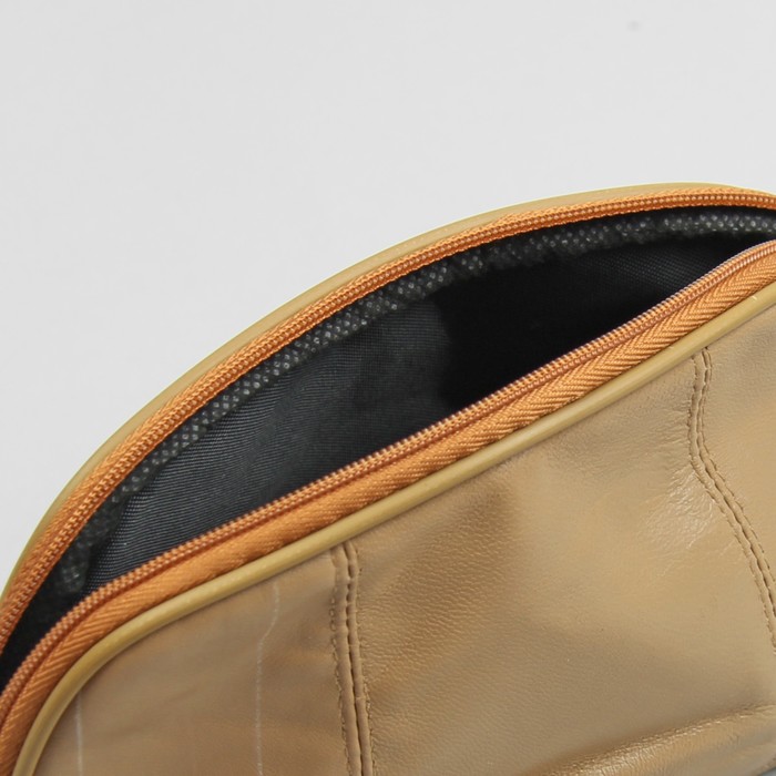 Косметичка простая на молнии "Полуовал", 1 отдел, цвет бежевый