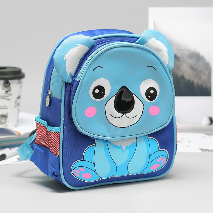 Рюкзак дет Мишка 25*10*30, отдел на молнии, 1 нар карман, 2 бок сетки, синий