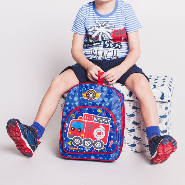 Рюкзак детский "Авто", отдел на молнии, 1 наружный карман, 2 боковые сетки, цвет синий