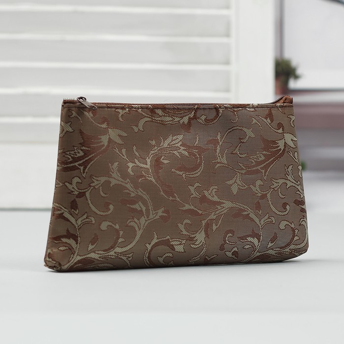 Косметичка простая на молнии "Ажур", 1 отдел, цвет коричневый