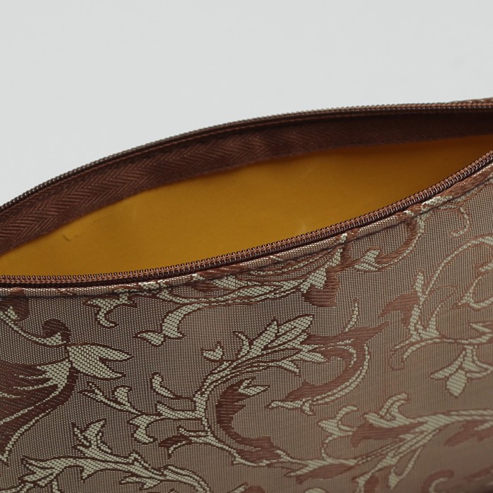 Косметичка простая на молнии "Ажур", 1 отдел, цвет коричневый