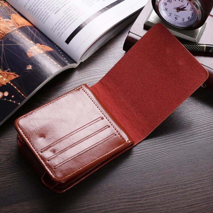 Портмоне мужское на магните, 2 отдела, для карт, цвет чёрный