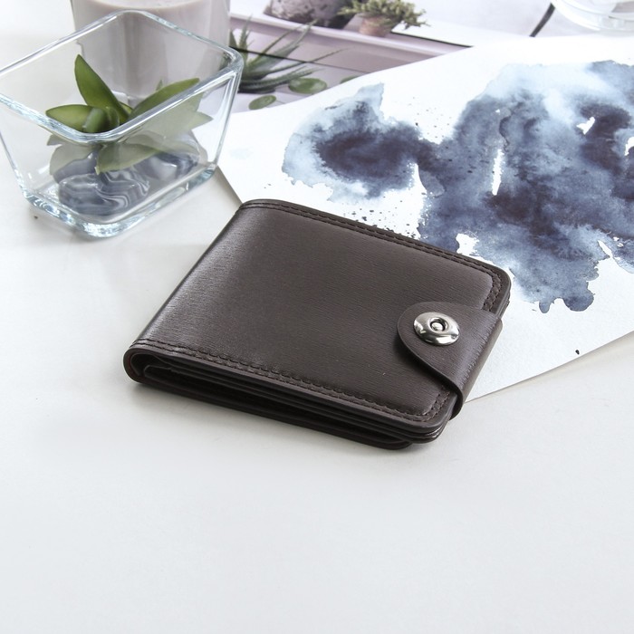 Портмоне мужское на магните, 2 отдела, для карт, цвет коричневый