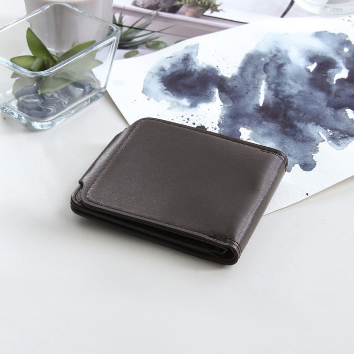 Портмоне мужское на магните, 2 отдела, для карт, цвет коричневый