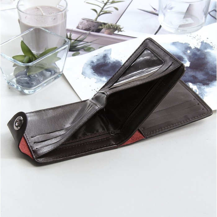 Портмоне мужское на магните, 2 отдела, для карт, цвет коричневый