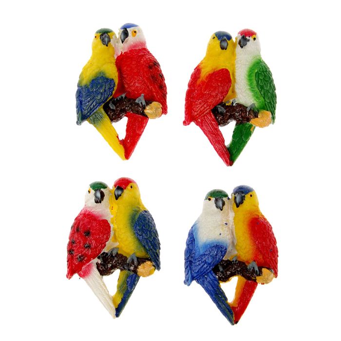 Магнит полистоун "Попугаи-неразлучники" МИКС 8х5 см