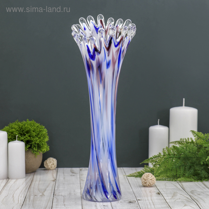 Ваза Коралл 38 см, бело-сине-марганцевая ваза волна бело марганцевая 40 см