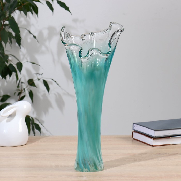 Ваза "Волна" 40 см, зелёная, микс