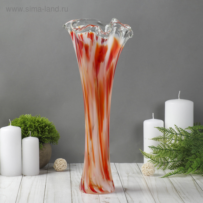 Ваза Волна 40 см, красно-белая ваза волна 40 см красно бело марганцевая