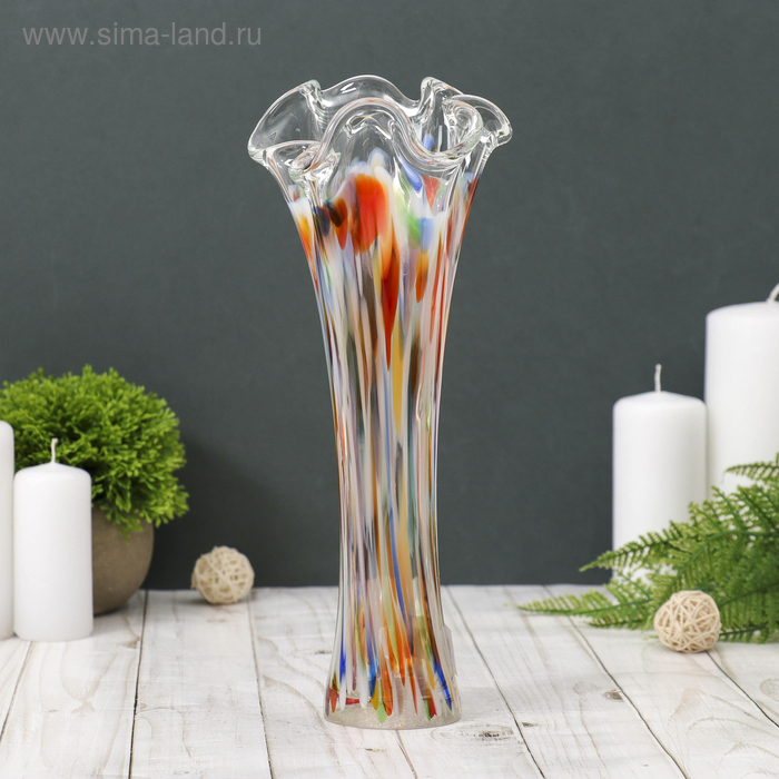 Ваза Волна 28 см, разноцветная ваза волна d 10см h 28 см белая
